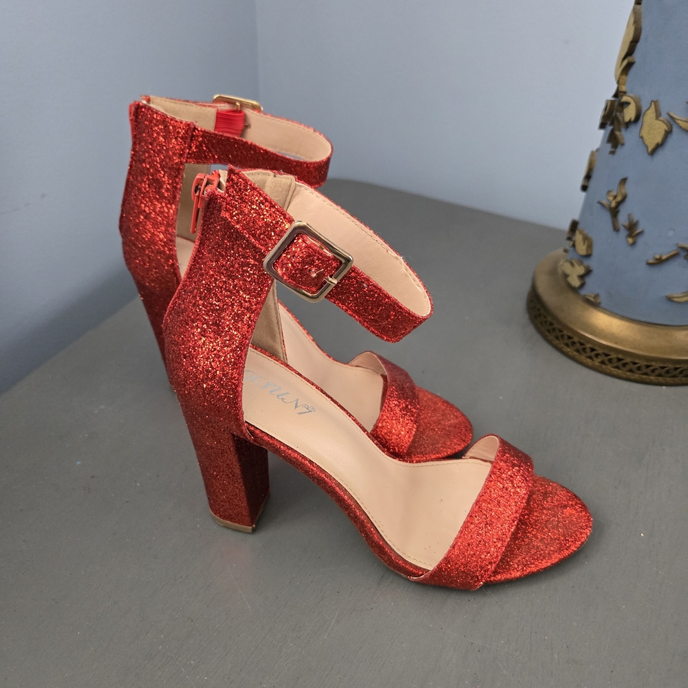 Elegant Red Glitter Women's Heels